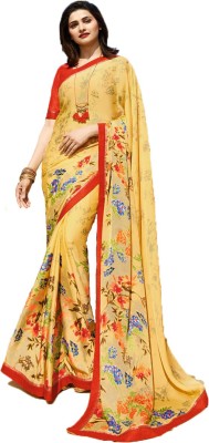 WHOLSALE BAZAR Printed Bollywood Georgette, Art Silk Saree(Yellow)