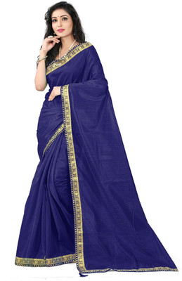 Divastri Self Design, Solid/Plain Bollywood Art Silk Saree(Dark Blue)