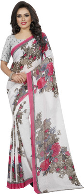 Suali Floral Print Bollywood Silk Blend Saree(Multicolor)