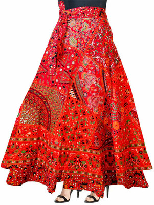 Unique Choice Printed Women A-line Red Skirt
