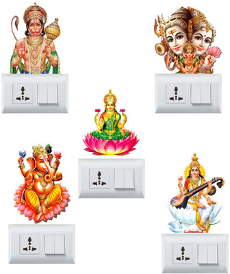 DivineDesigns 13 cm Indian God & Goddess Switch Board Sticker ( A Set of Switchboard Stickers ) Self Adhesive Sticker(Pack of 1)
