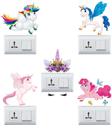 DivineDesigns 13 cm Unicorn Switch Board Sticker ( A Set of Switchboard Stickers ) Self Adhesive Sticker(Pack of 1)