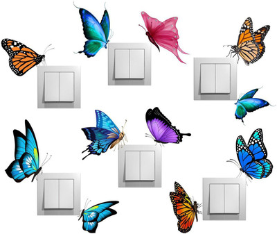 Decals Sticker 1225 cm Switch Sticker Butterfly Wall Switch Board Stickers Self Adhesive Sticker(Pack of 11)