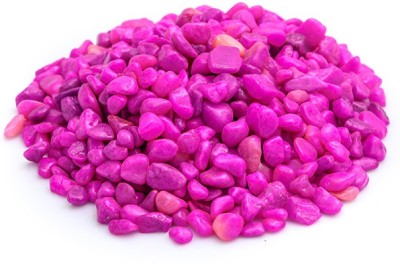 Green Plant indoor Aqurum01 Polished Oval Marble Pebbles(Pink 1 kg)