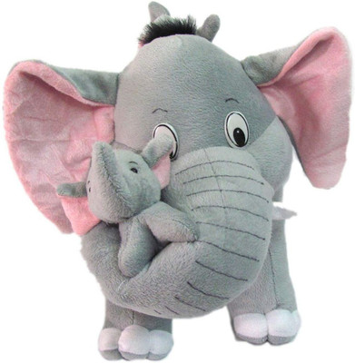 prisma collection Cute Elephant with Two Babies Stuffed Soft Plush Toy Kids Birthday 48 cm  - 48 cm(Grey)