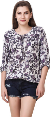 Delux Look Casual Regular Sleeve Printed Women White Top