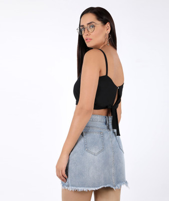 Chimpaaanzee Casual No Sleeve Solid Women Black Top