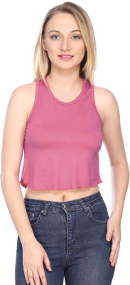 ESS EMM CLOTHING Casual No Sleeve Solid Women Pink Top