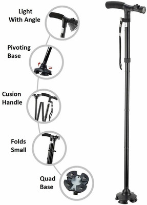 FIVANIO Portable Aluminium Alloy Handle Dependable Professional LED Light Old Man Walking Stick