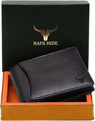 napa hide Men Black Genuine Leather Wallet(6 Card Slots)