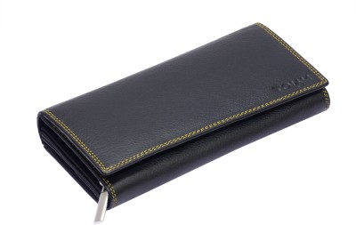 TOUGH Women Casual Black Genuine Leather Wrist Wallet(8 Card Slots)