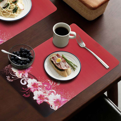 E-Retailer Rectangular Pack of 6 Table Placemat(Red, PVC)
