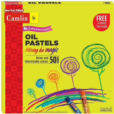 Camlin High Quality Oil Pastels 50 Shades with Scrapping Tool(Set of 1, Multicolor)