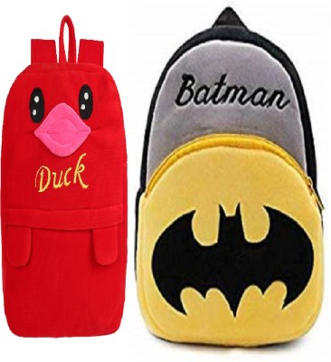 Lychee Bags COMBO OF KIDS SCHOOL BAGS DUCK RED AND BATMAN School Bag(Red, Yellow, 10 L)