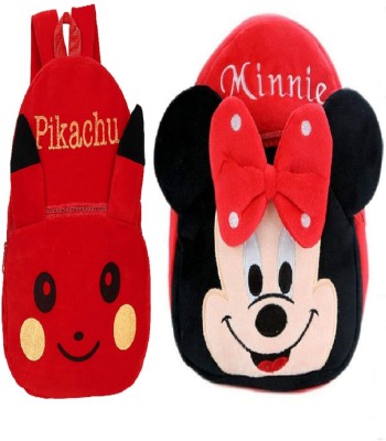 Lychee Bags COMBO OF KIDS SCHOOL BAGS PIKACHU RED AND MINNIE RED School Bag(Red, 10 L)