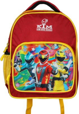 Kim Bag House Stylish Power Rangers School Bag Waterproof School Bag(Red, Yellow, 14 L)