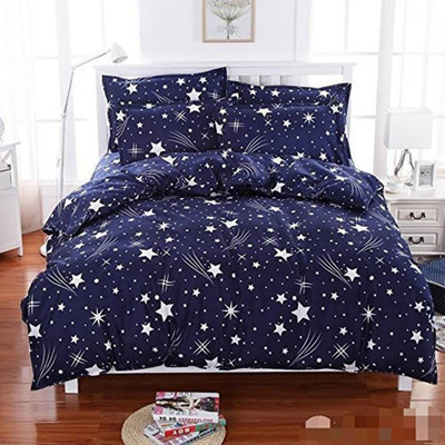 Mr.sunil 144 TC Cotton Double Printed Fitted & Flat Bedsheet(Pack of 1, Blue)