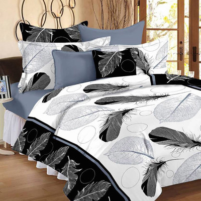 Mr.sunil 144 TC Cotton Double Printed Flat Bedsheet(Pack of 1, White)