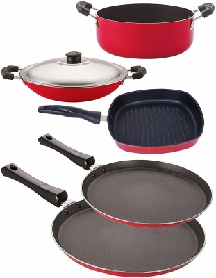 NIRLON Non-Stick Coated Stain Resistance Best Quality Kitchen Cooking Essential Set Offer, 5 Piece Non-Stick Coated Cookware Set(Aluminium, Stainless Steel, 5 - Piece)