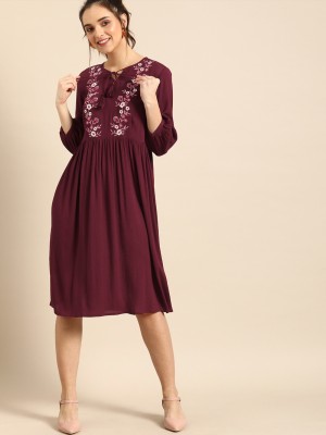 Dressberry Women A-line Maroon Dress