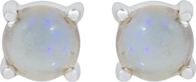 Mahal Jewels Opal October Birthstone Monthg 8 mm Round Cabochon 925 Sterling Silver Handmade Jewelry Manufaucater Stud Earring Jewelry Opal Stone, Sterling Silver Stud Earring