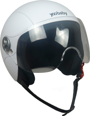 Steelbird Yoobaby Open Face Helmet for Kids of 6 to 9 Year Old, 540 MM in Dashing White Motorbike Helmet(Dashing White)