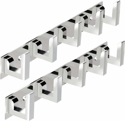 Darkline Pack Of 2-Classic Glossy 5 Pin Cloth Hanger Bathroom Wall Door Hooks For Hanging keys,Clothes Holder Hook Rail 5(Pack of 2)