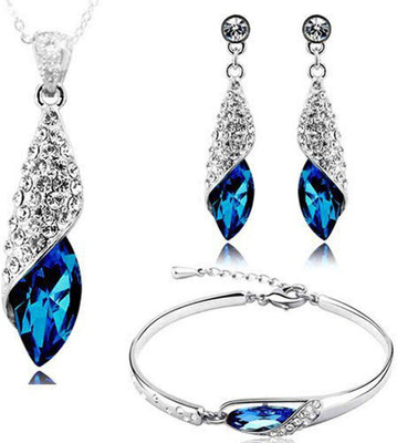 Shining Diva Crystal Gold-plated Platinum Jewellery Set(Pack of 1)
