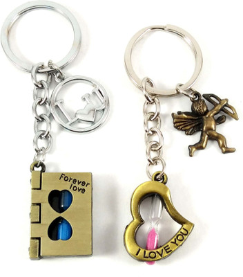 Isk Angle with heart And love book Solid Moss Green Color keychain Key Chain