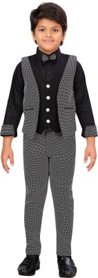 AJ Dezines Boys Festive & Party, Wedding Shirt, Waistcoat and Pant Set(Black Pack of 1)