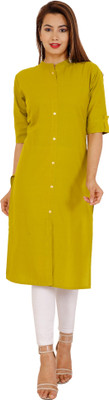 RACHNA FASHION Women Solid Straight Kurta(Yellow)
