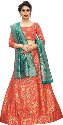 Exclusive Designer Self Design Semi Stitched Lehenga Choli(Multicolor)