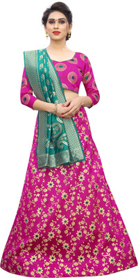 Exclusive Designer Self Design Semi Stitched Lehenga Choli(Pink)