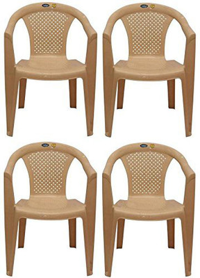 Restomatt Plastic Outdoor Chair(Beige, Set of 4)