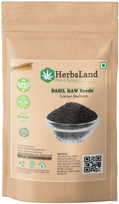 HerbsLand Basil Seeds / Tukmariya / Sabja / Bapji Seed for Protein | Iron | Folic acid and Dietary Fibre |Calcium | Anti Oxidents for Weight Loss (Raw Seed ) Seed Seed(100 per packet)