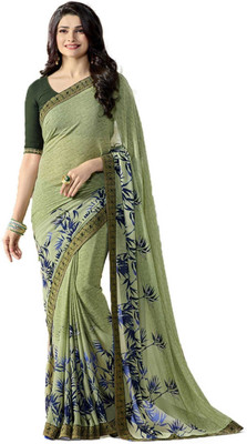 Bombey Velvat Fab Self Design Daily Wear Georgette, Chiffon Saree(Blue, Light Green)