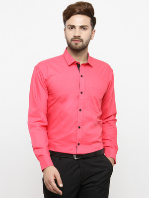 JAINISH Men Solid Formal Pink Shirt