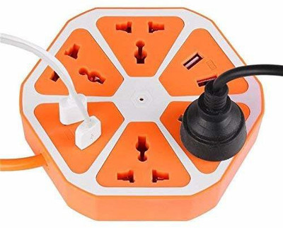YADU ENTERPRISES Hexagon Extension Board 1.8M Cable Multi Switched Socket with 4 USB Ports and 4 Socket 3 Pin Charging Station for Home Office 4 Socket Extension Boards 4 Socket Extension Boards(Orange, 1.8 m, With USB Port) YADU ENTERPRISES Hexagon Extension Board 1.8M Cable Multi Switched Socket with 4 USB Ports and 4 Socket 3 Pin Charging Station for Home Office 4 Socket Extension Boards 4 Socket Extension Boards(Orange, 1.8 m, With USB Port)
