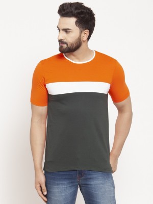 KALT Striped Men Round Neck Dark Green T-Shirt