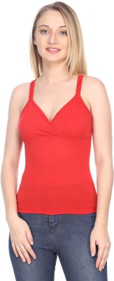 ESS EMM CLOTHING Casual No Sleeve Solid Women Red Top