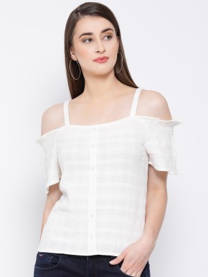 OXOLLOXO Casual Regular Sleeve Embroidered Women White Top