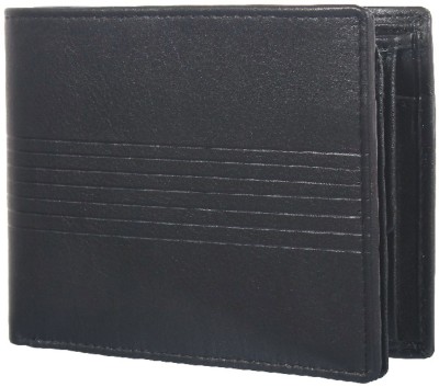 Tishya Men Black Genuine Leather Wallet(9 Card Slots)