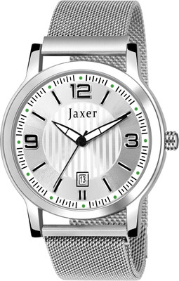 Jaxer JXRM2131 Silver Steel Mesh Chain Date Feature Analog Watch  - For Men & Women