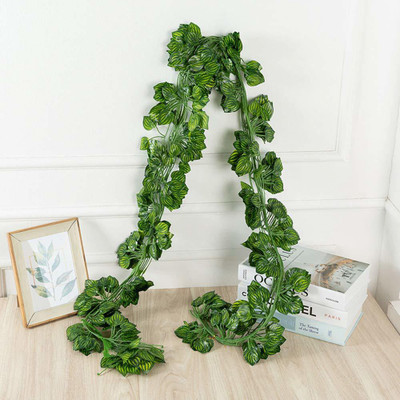 BS AMOR Artificial Ivy Garlands Leaves Greenery Hanging Vine Creeper Plants Bunch for Home Decor maindoor Wall Door Balcony Office Decoration Party Festival Craft (Pack Of 3 Strings) Artificial Plant(45 cm, Green)