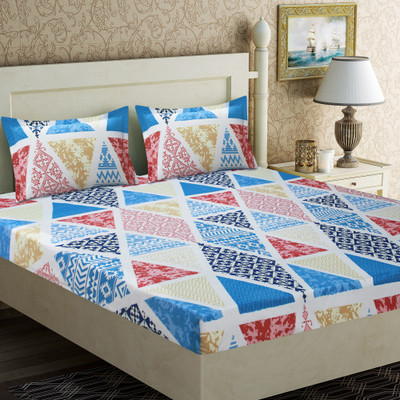 Home Candy 144 TC Microfiber Double Geometric Flat Bedsheet(Pack of 1, Multicolor)
