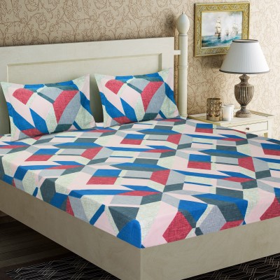 Home Candy 144 TC Microfiber Double Geometric Flat Bedsheet(Pack of 1, Multicolor)