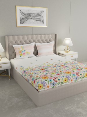 GMF 144 TC Cotton Double Floral Flat Bedsheet(Pack of 1, Multicolor)
