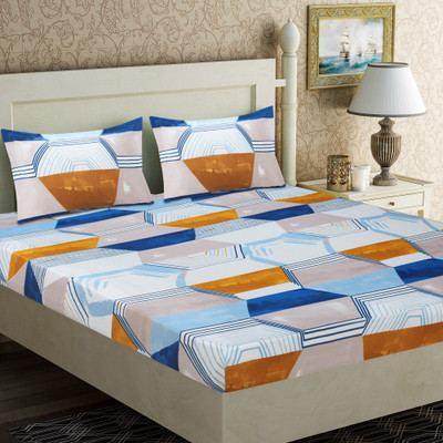 Flipkart SmartBuy 152 TC Microfiber Double Geometric Flat Bedsheet(Pack of 1, Multicolor)