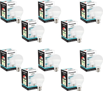 Panasonic 5 W Basic Round B22 LED Bulb(White, Pack of 10)