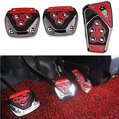 AuTO ADDiCT Car Pedal Cover 3 Pcs Non-Slip Pad (Red) UNIVERSAL FOR ALL CARS AND TRUKS Car Pedal